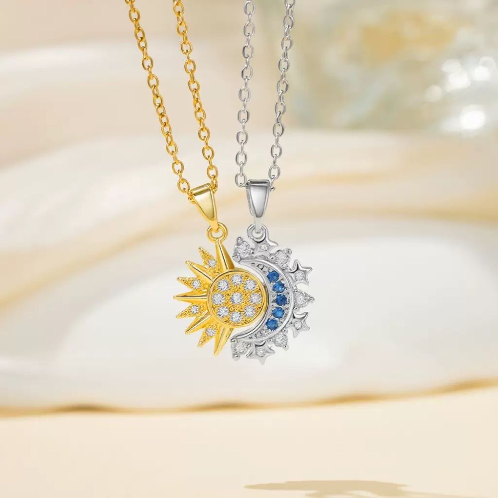 Sun & Moon Matching Bracelet Set - Stackable Celestial Charm Bracelets