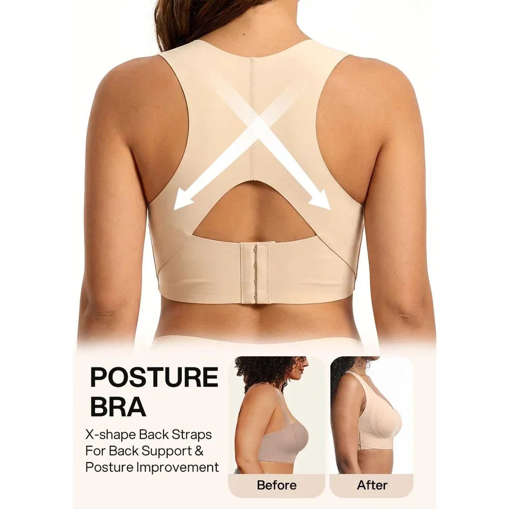 Back design of the bra showing its posture support structure