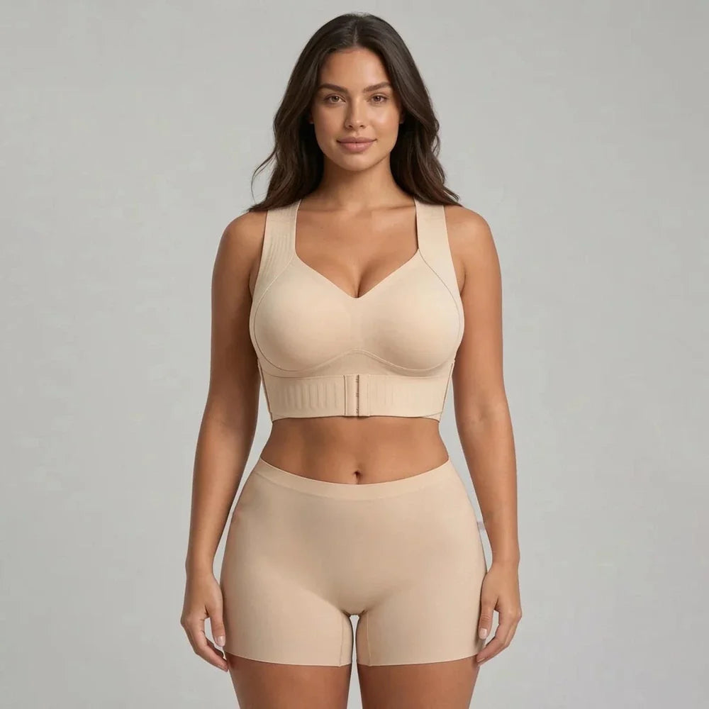 Nude wireless posture support bra