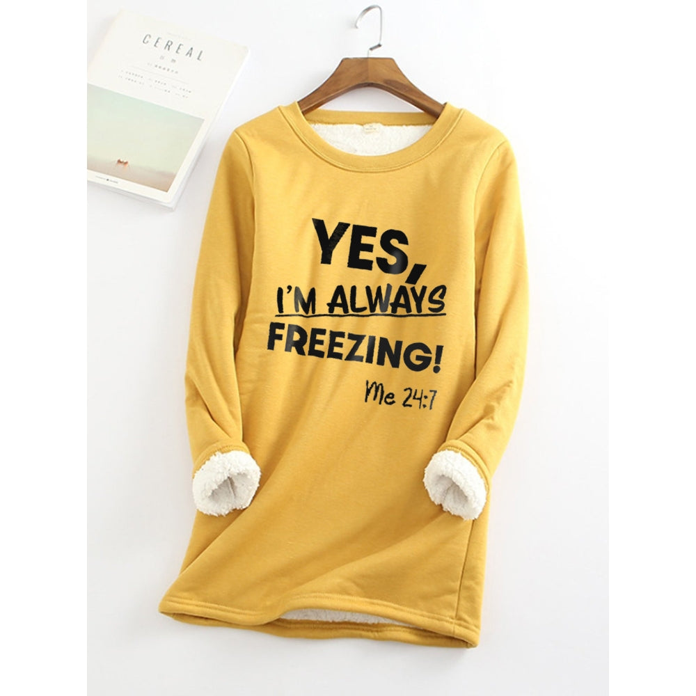 Women's Sweatshirt Pullover Fleece Teddy Fuzzy Letter Casual Long Sleeve Top