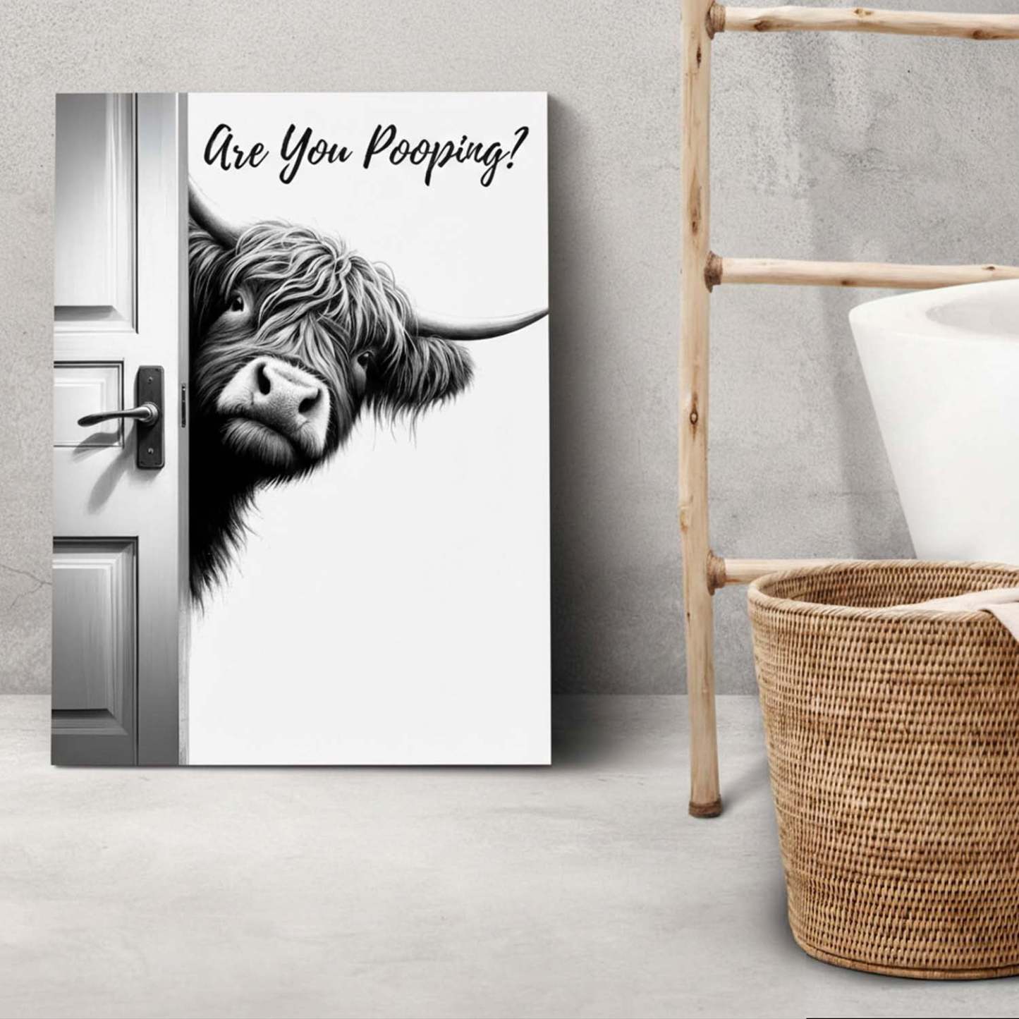 Vintage Highland Cow - D581- Gallery Wrapped Canvas Prints