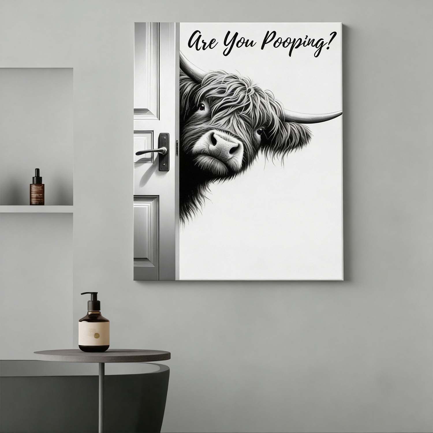 Vintage Highland Cow - D581- Gallery Wrapped Canvas Prints