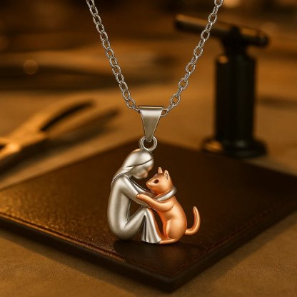 Cat Hug Pendant Necklace
