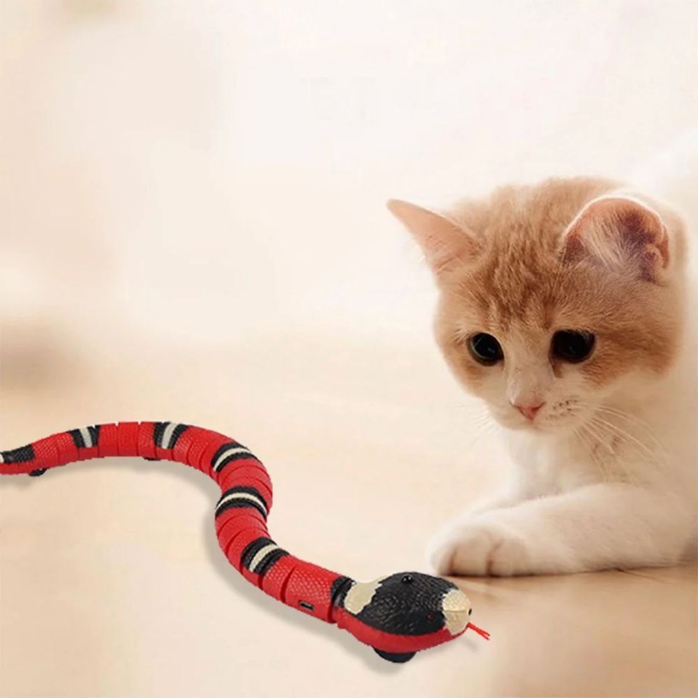 Realistic 3D Snake Interactive Cat Toy – Smart Sensor Automatic Moving Toy