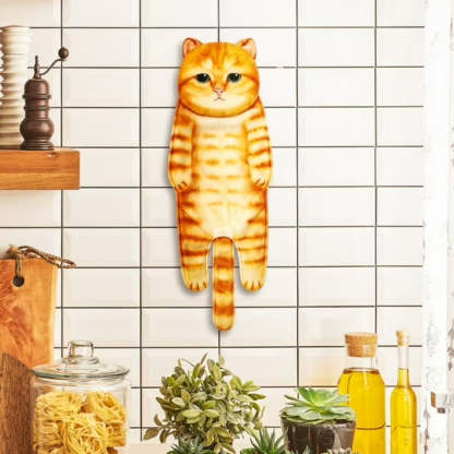 Adorable Cat Hand Towel With Hanging Loop - Orange Cat