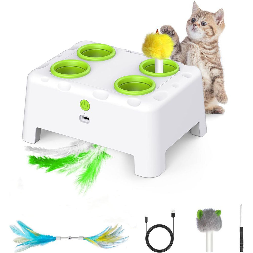 3-in-1 Automatic Interactive Cat Toy – Mouse, Feather & Sound Play