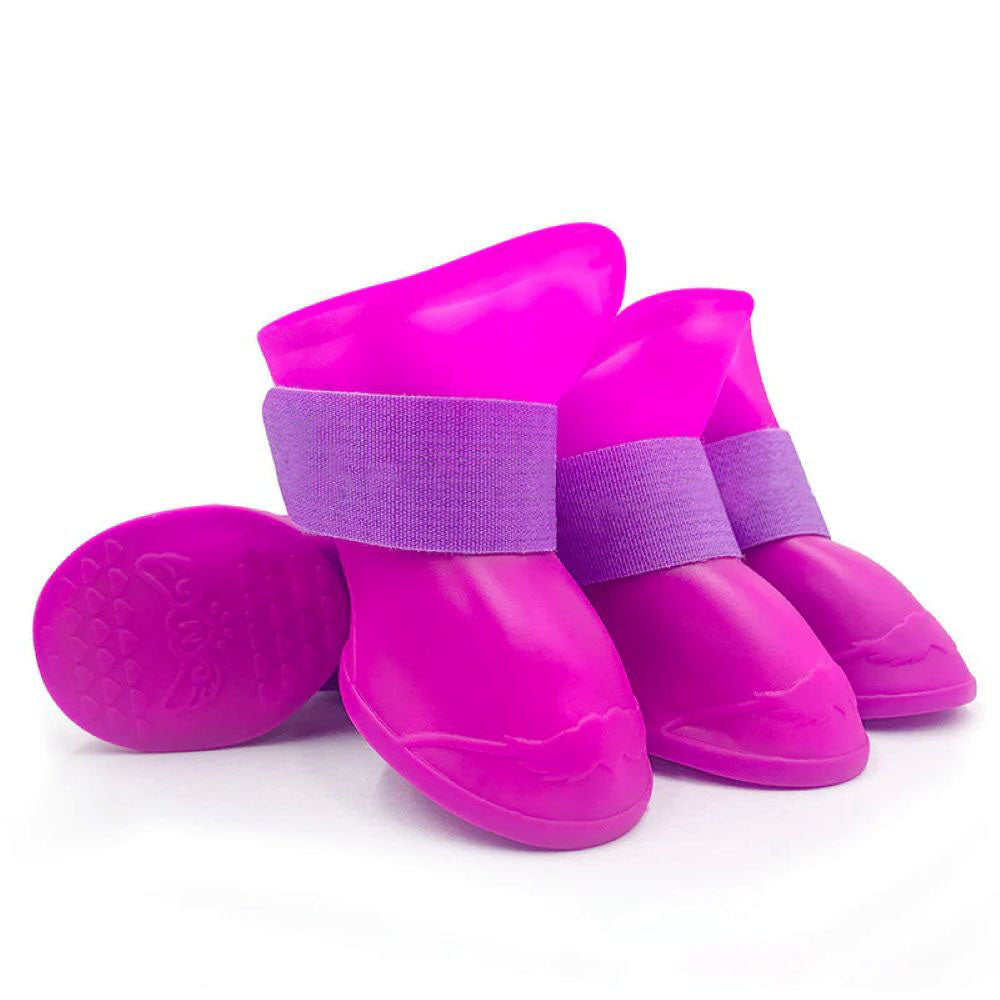 Waterproof Silicone Dog Rain Boots - 4-Pack