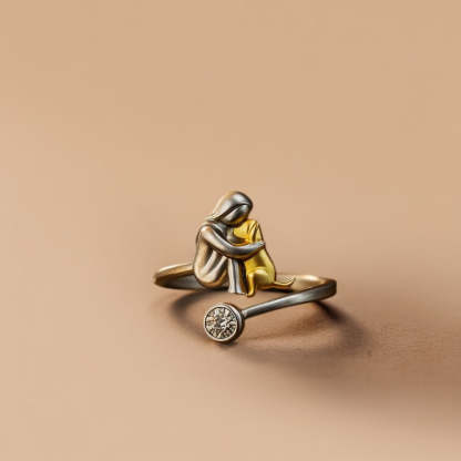 925 Sterling Silver Dog Ring wit Zirconia - Adjustable