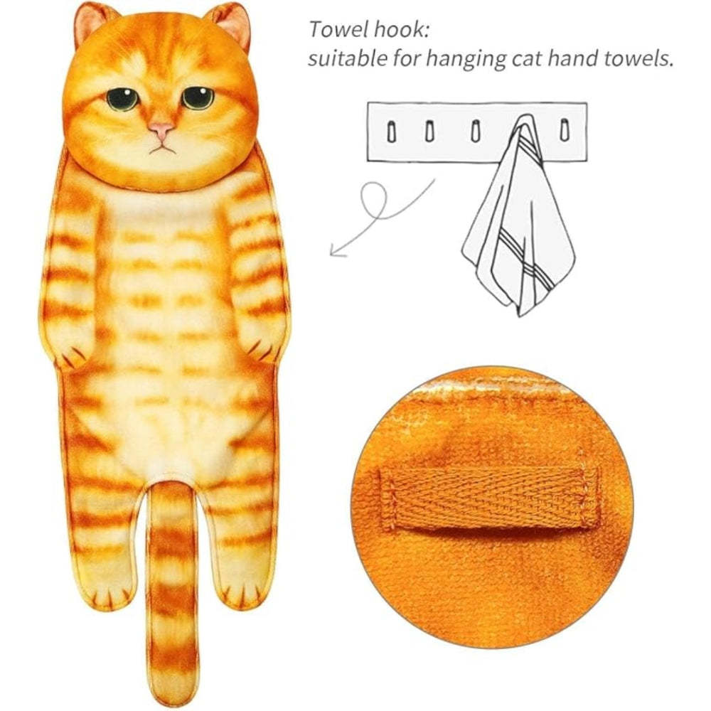 Adorable Cat Hand Towel With Hanging Loop - Siamese Cat