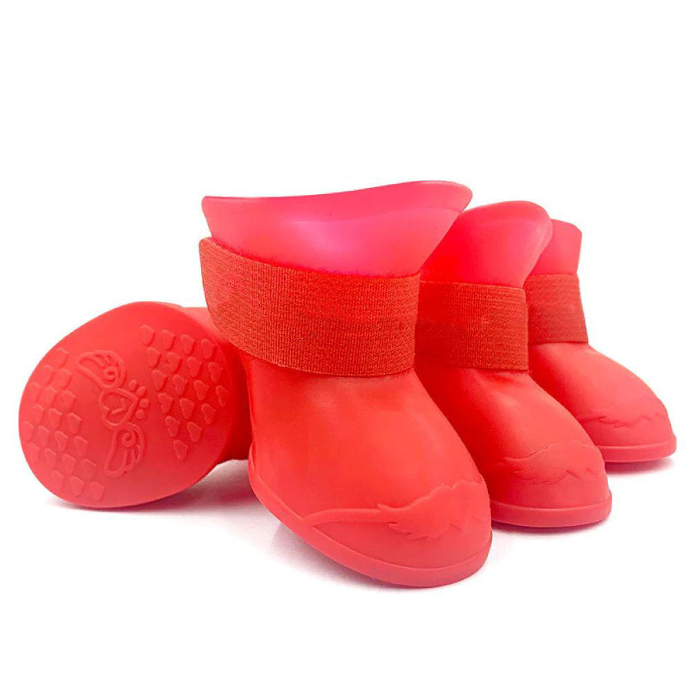 Waterproof Silicone Dog Rain Boots - 4-Pack