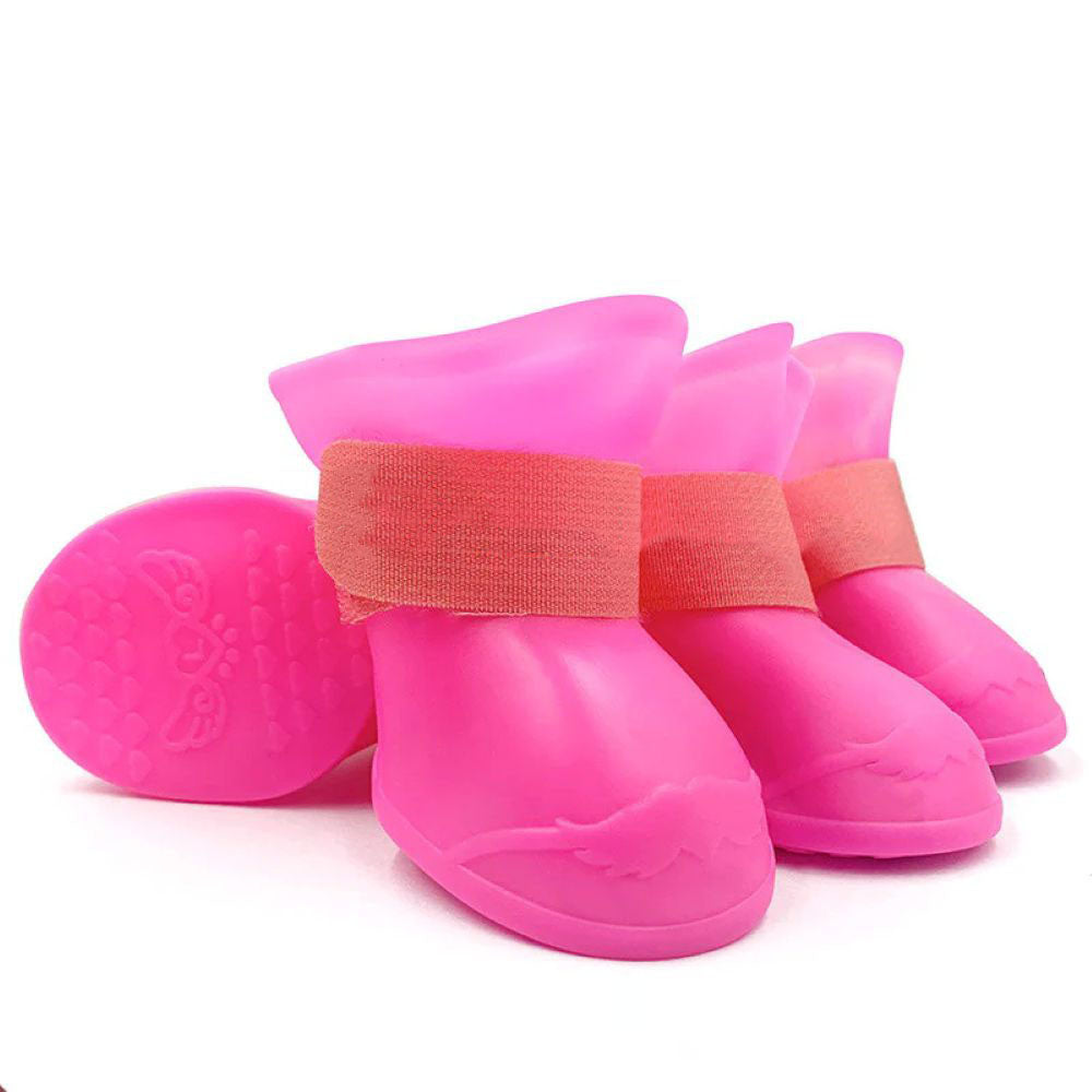 Waterproof Silicone Dog Rain Boots - 4-Pack