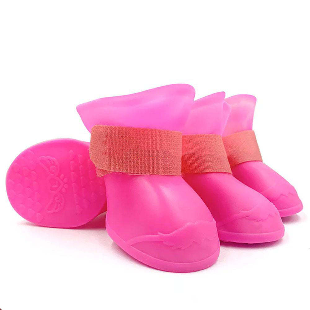 Waterproof Silicone Dog Rain Boots - 4-Pack