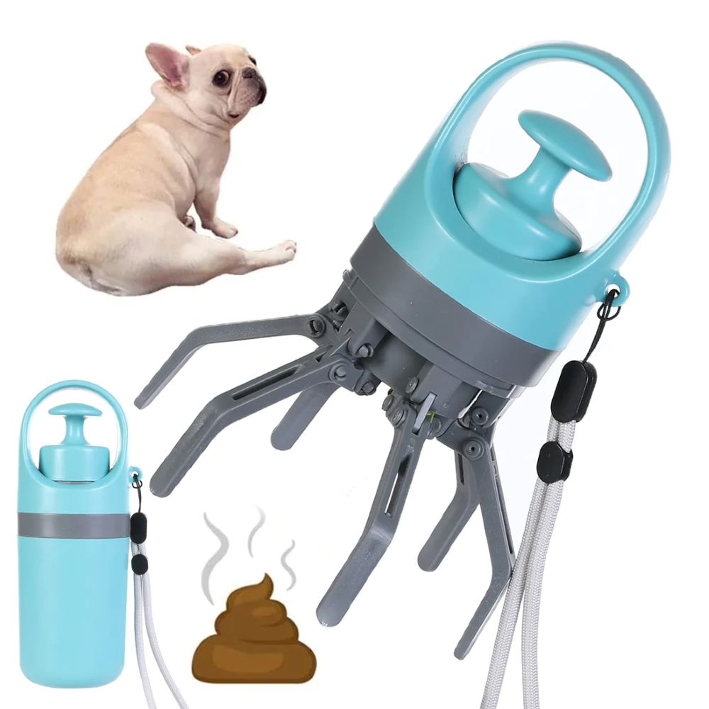 No-Touch Dog Waste Scooper With Built-In Bags – Portable 6-Claw Pick-Up Tool