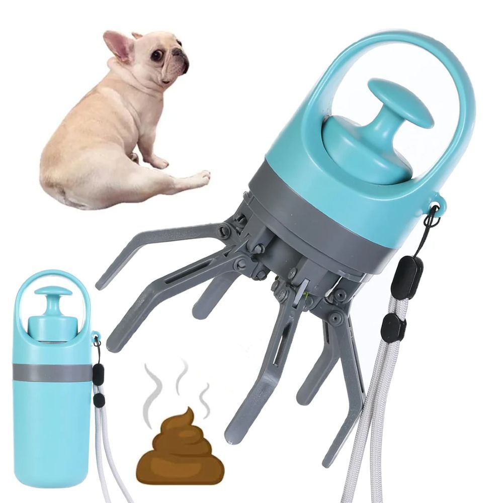 No-Touch Dog Waste Scooper With Built-In Bags – Portable 6-Claw Pick-Up Tool