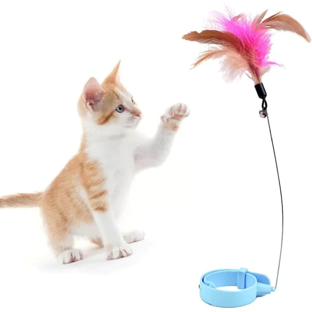 Pet Feather Wand with Flexible Steel Wire and Colorful Feathers for Interactive Cat Play
