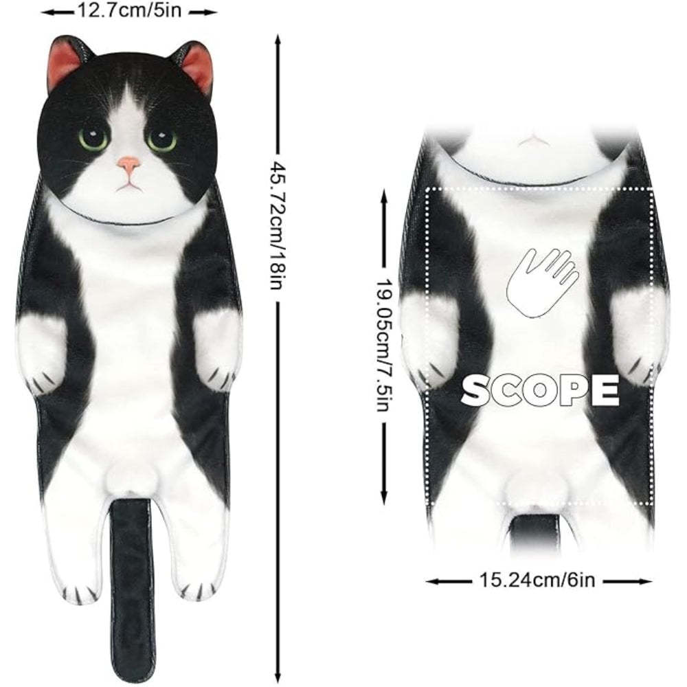 Adorable Cat Hand Towel With Hanging Loop - Tuxedo Cat