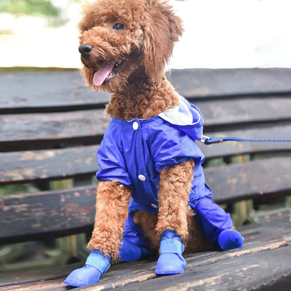 Waterproof Silicone Dog Rain Boots - 4-Pack