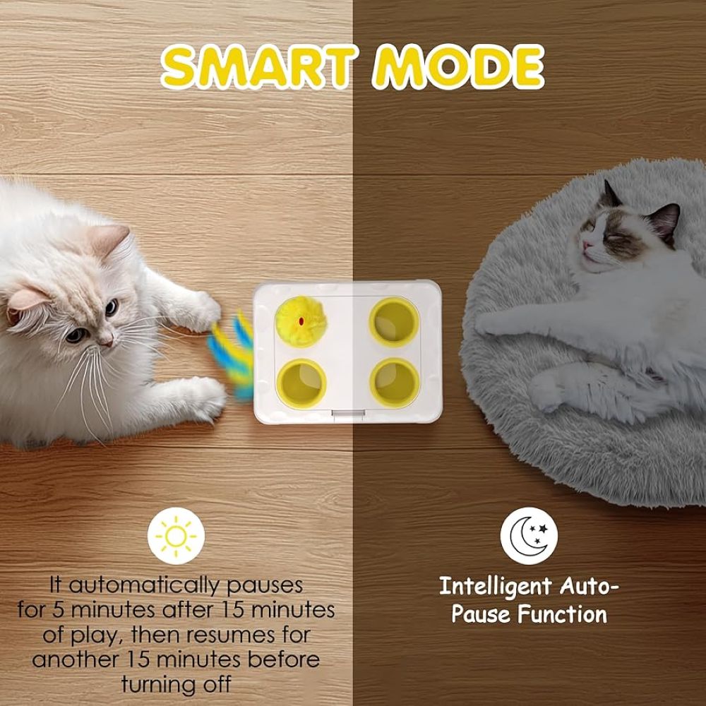 3-in-1 Automatic Interactive Cat Toy – Mouse, Feather & Sound Play