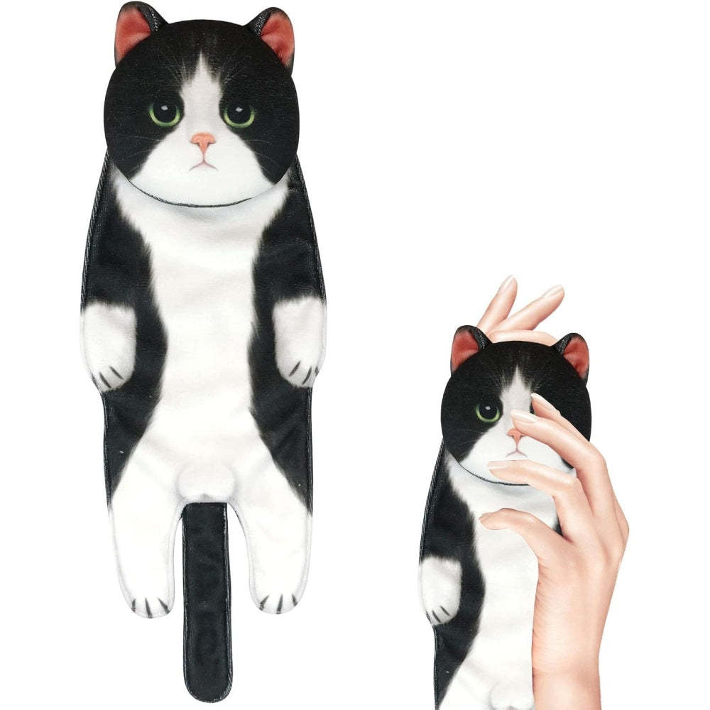 Adorable Cat Hand Towel With Hanging Loop - Tuxedo Cat