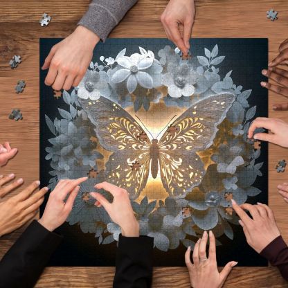 Butterfly Among Flowers Jigsaw Wooden Puzzle 1000 Pieces