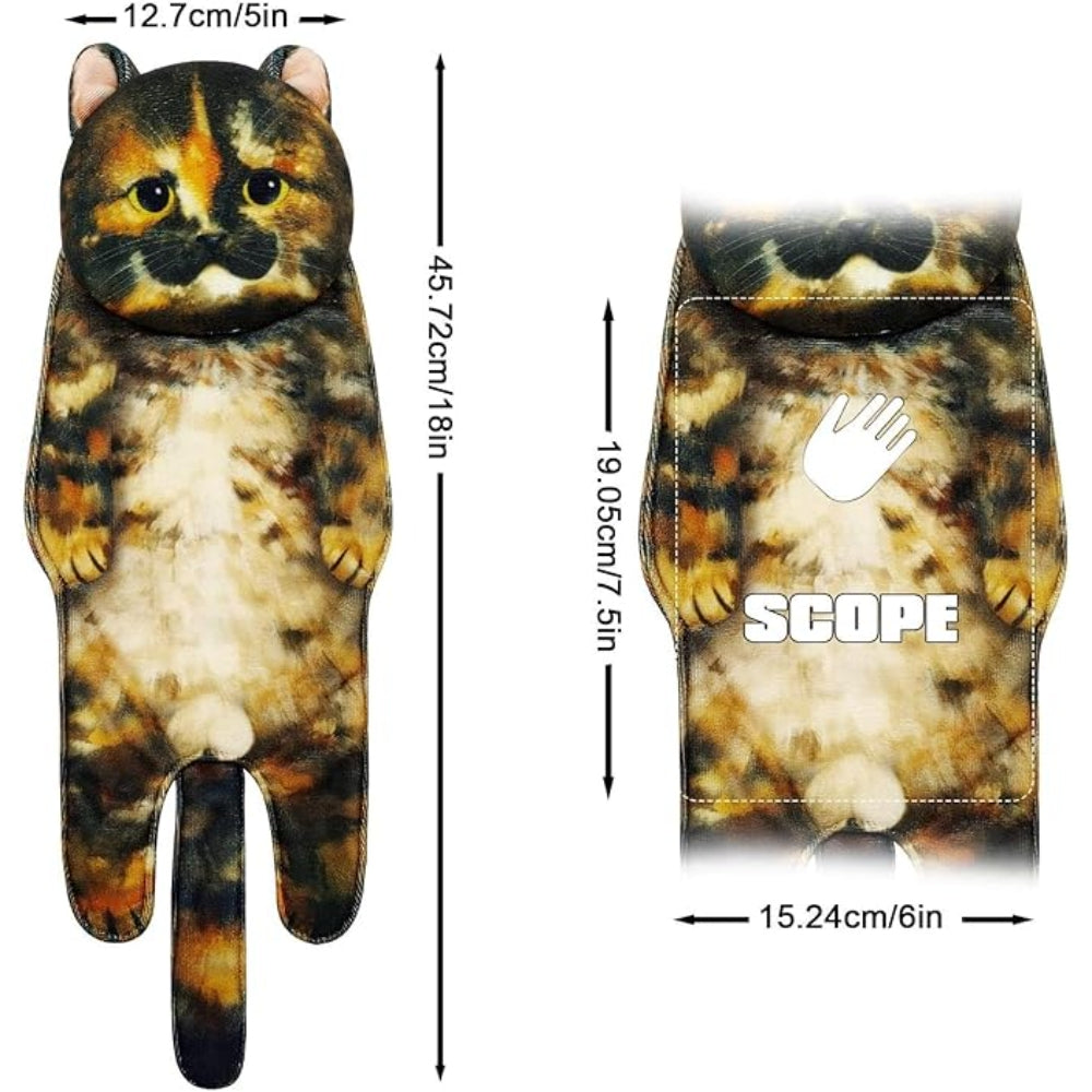 Adorable Cat Hand Towel With Hanging Loop - Tortoiseshell Cat