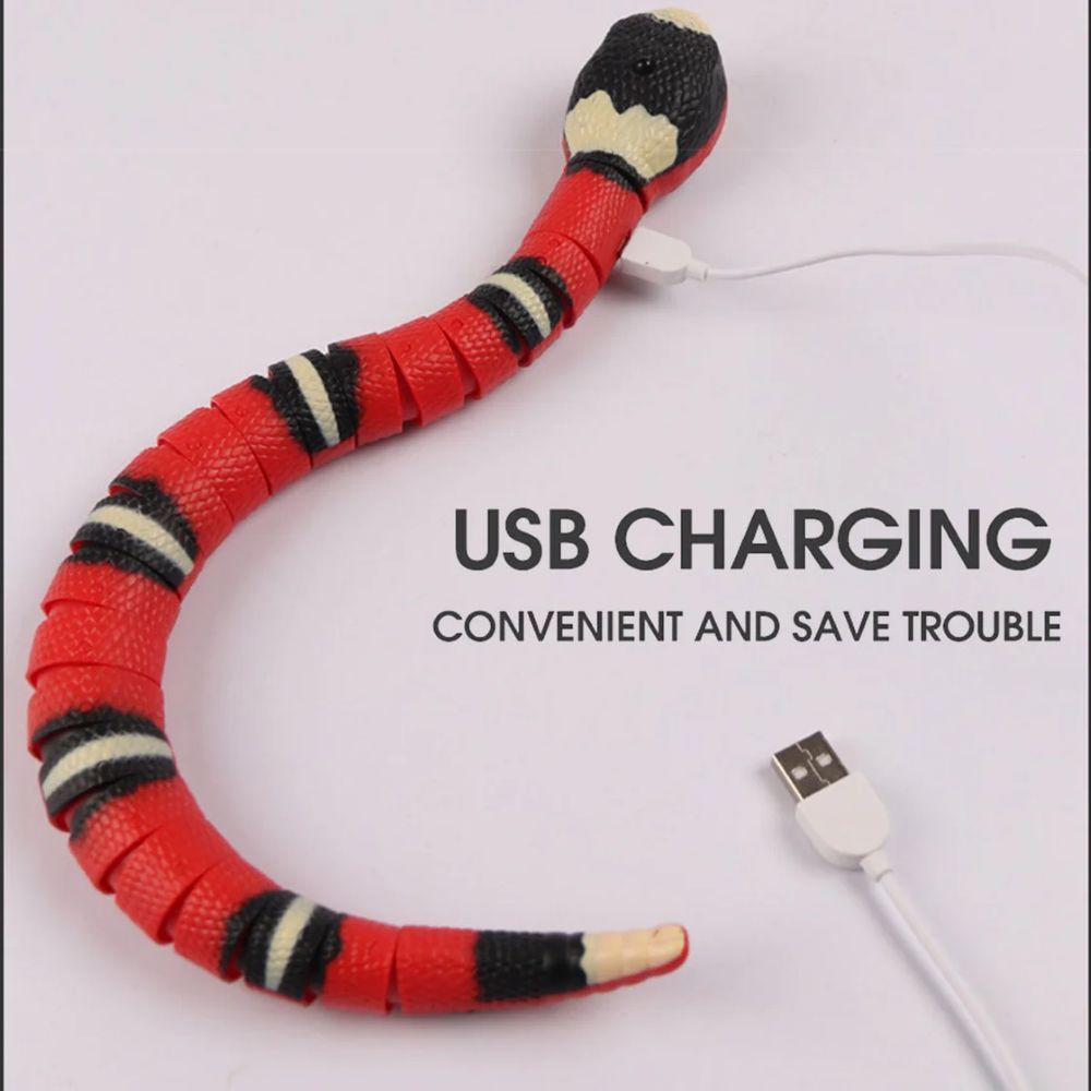 Realistic 3D Snake Interactive Cat Toy – Smart Sensor Automatic Moving Toy
