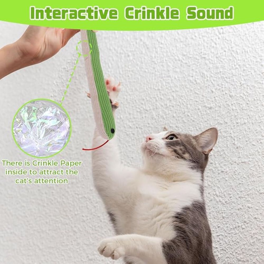 Interactive Snake Plush Toy for Cats & Dogs – Crinkle Paper Inside, Bite-Resistant Design
