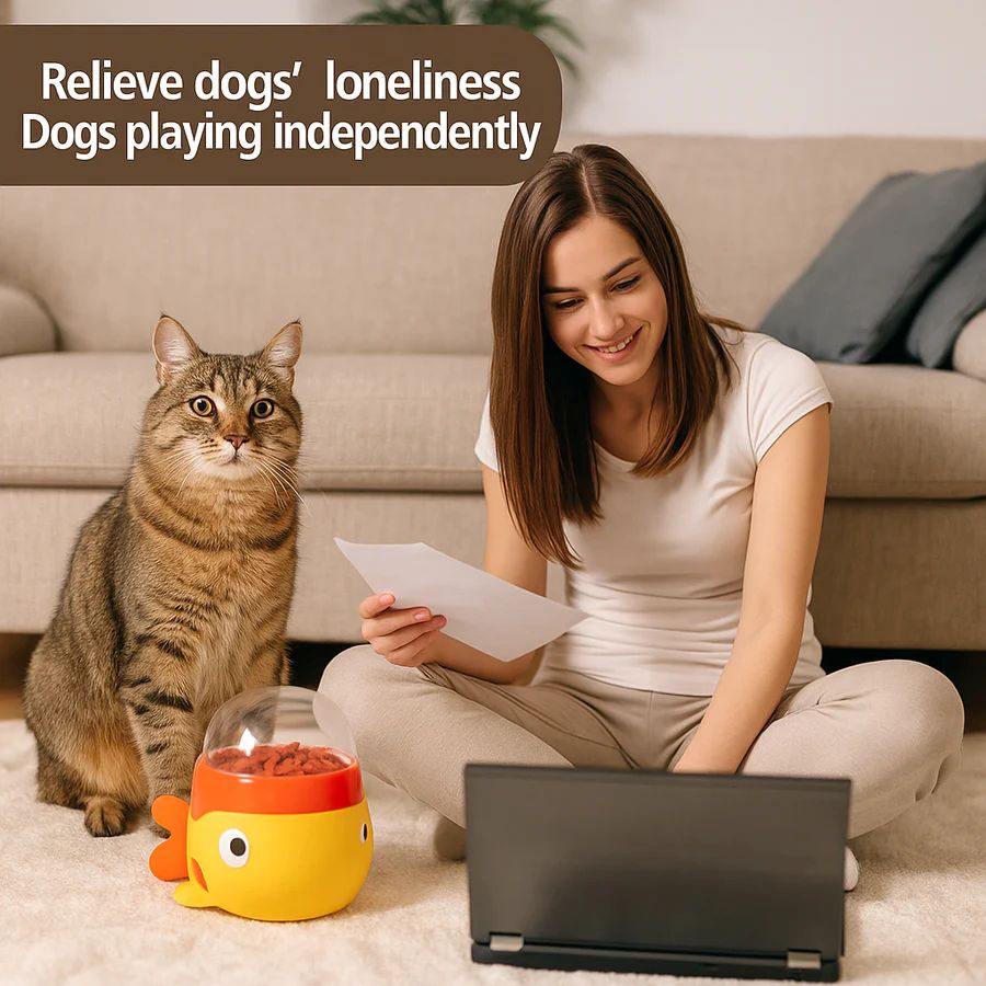 Interactive Duck-Themed Slow Feeder Toy for Cats