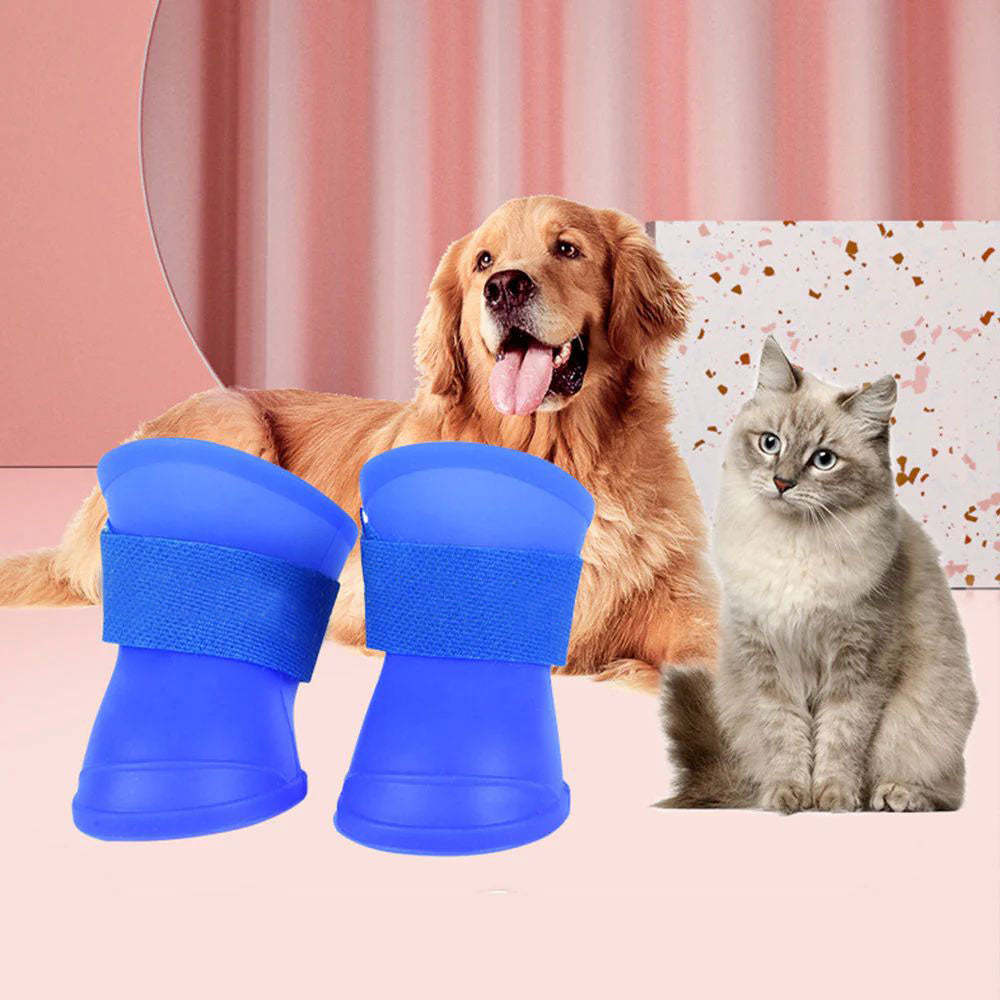 Waterproof Silicone Dog Rain Boots - 4-Pack