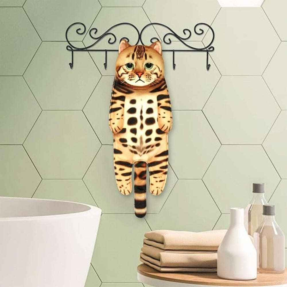 Adorable Cat Hand Towel With Hanging Loop - Bengal Cat