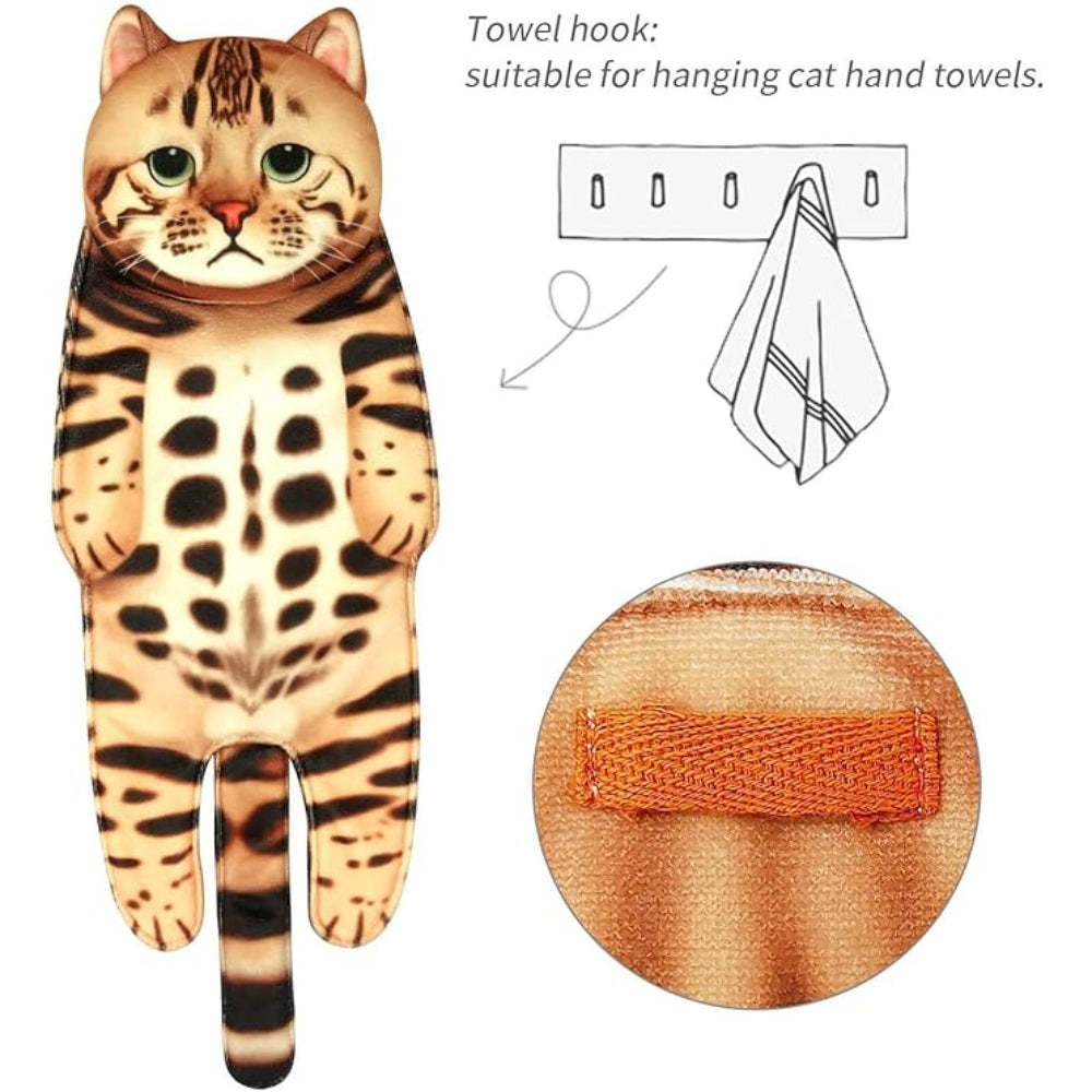 Adorable Cat Hand Towel With Hanging Loop - Bengal Cat