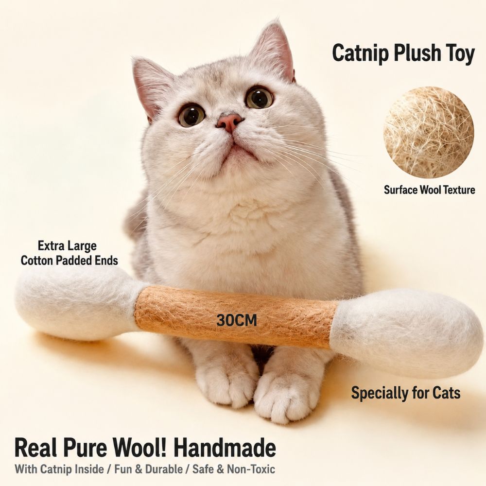 Extra-Large Catnip - Bite-Resistant Wool Felt Stick