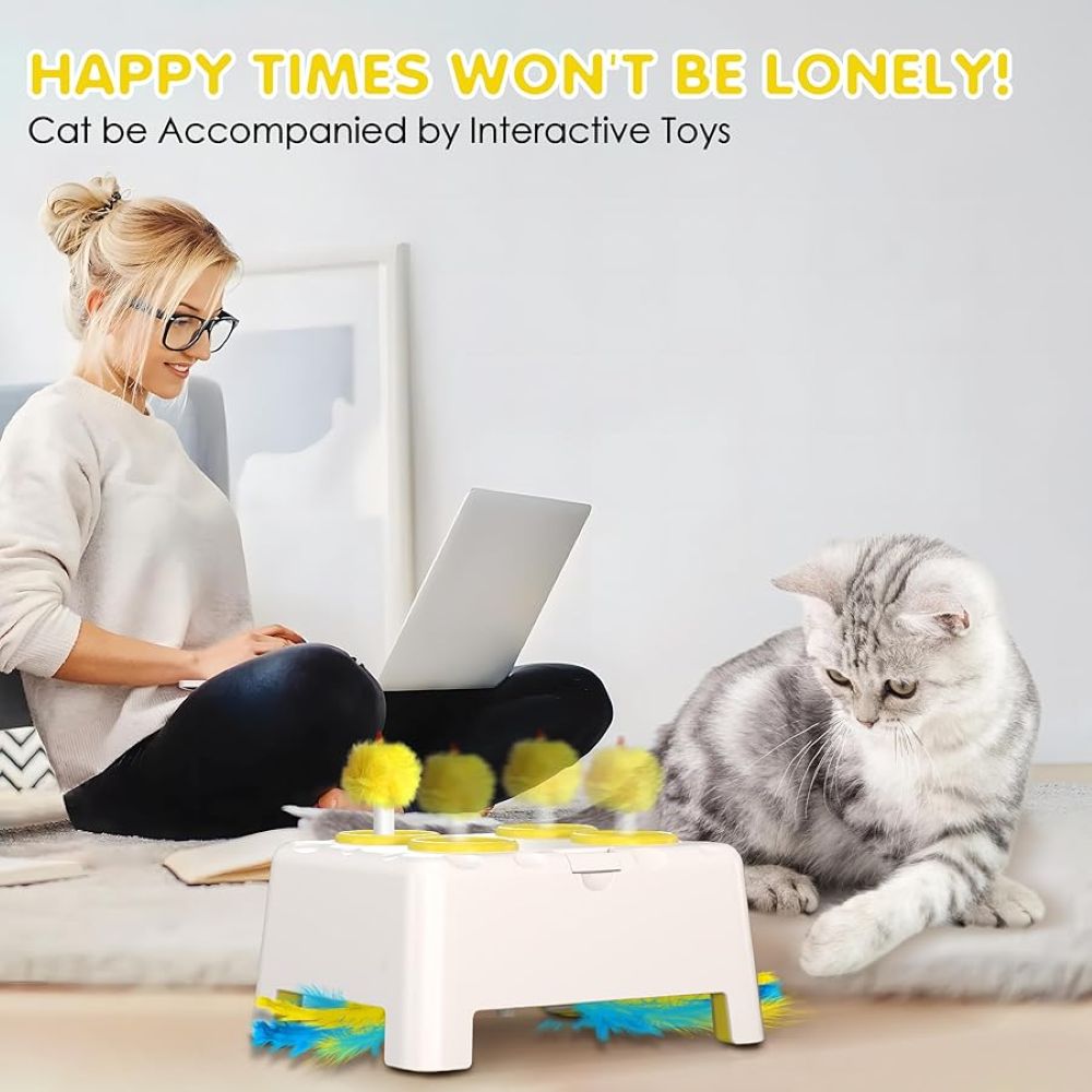 3-in-1 Automatic Interactive Cat Toy – Mouse, Feather & Sound Play