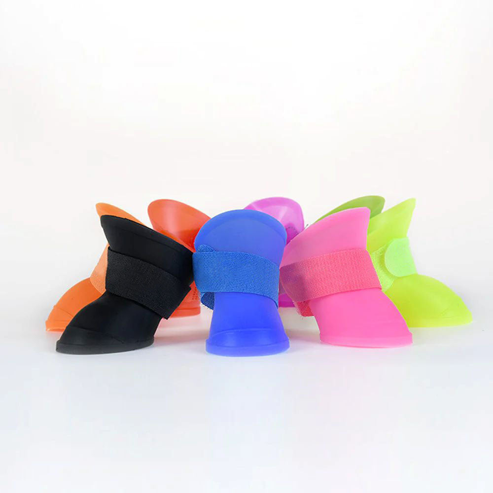 Waterproof Silicone Dog Rain Boots - 4-Pack