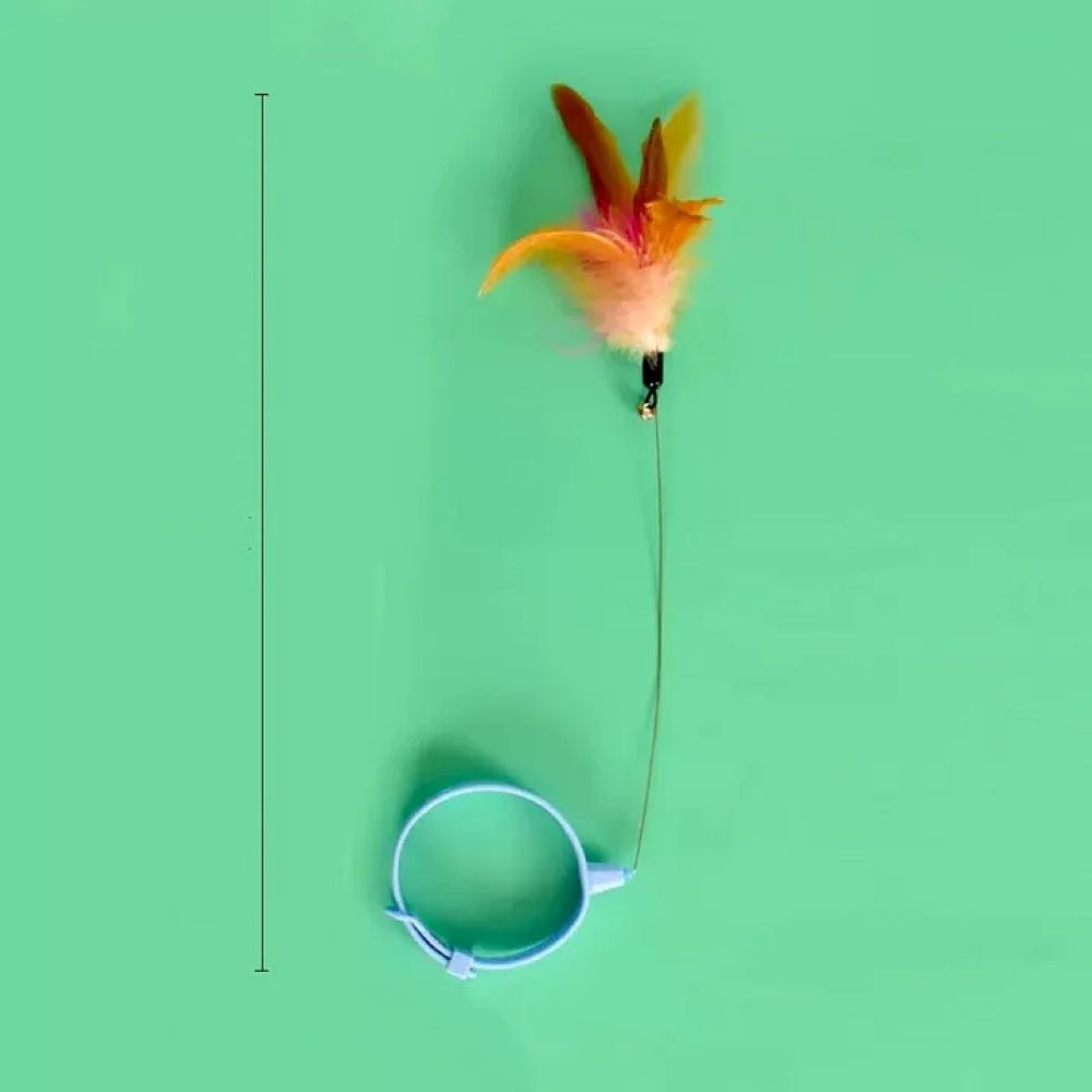 Pet Feather Wand with Flexible Steel Wire and Colorful Feathers for Interactive Cat Play