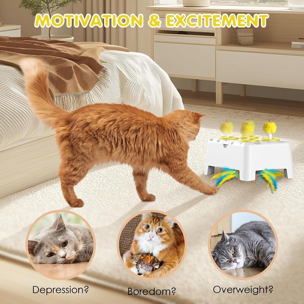 3-in-1 Automatic Interactive Cat Toy – Mouse, Feather & Sound Play