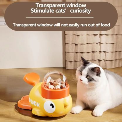 Interactive Duck-Themed Slow Feeder Toy for Cats