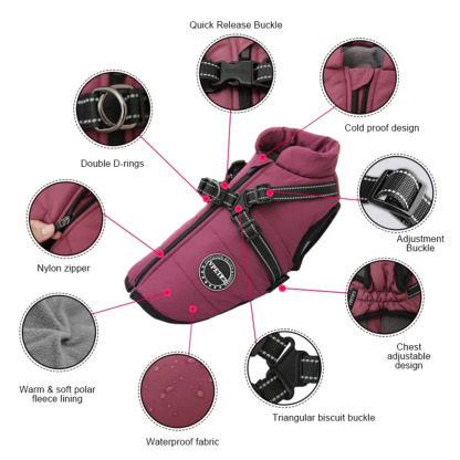 Waterproof Winter Jacket with Built-in Harness