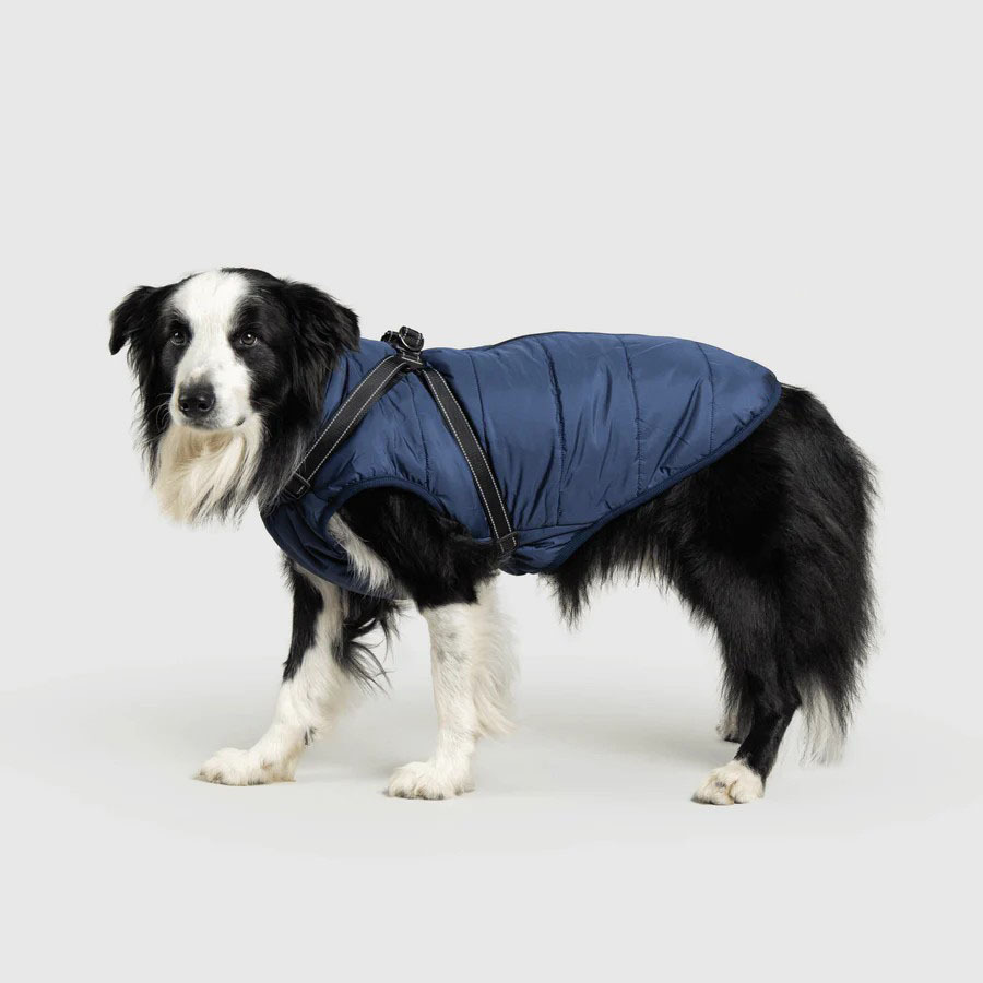 Waterproof Pet Jacket with Built-in Harness, Fleece Lining & Reflective Design