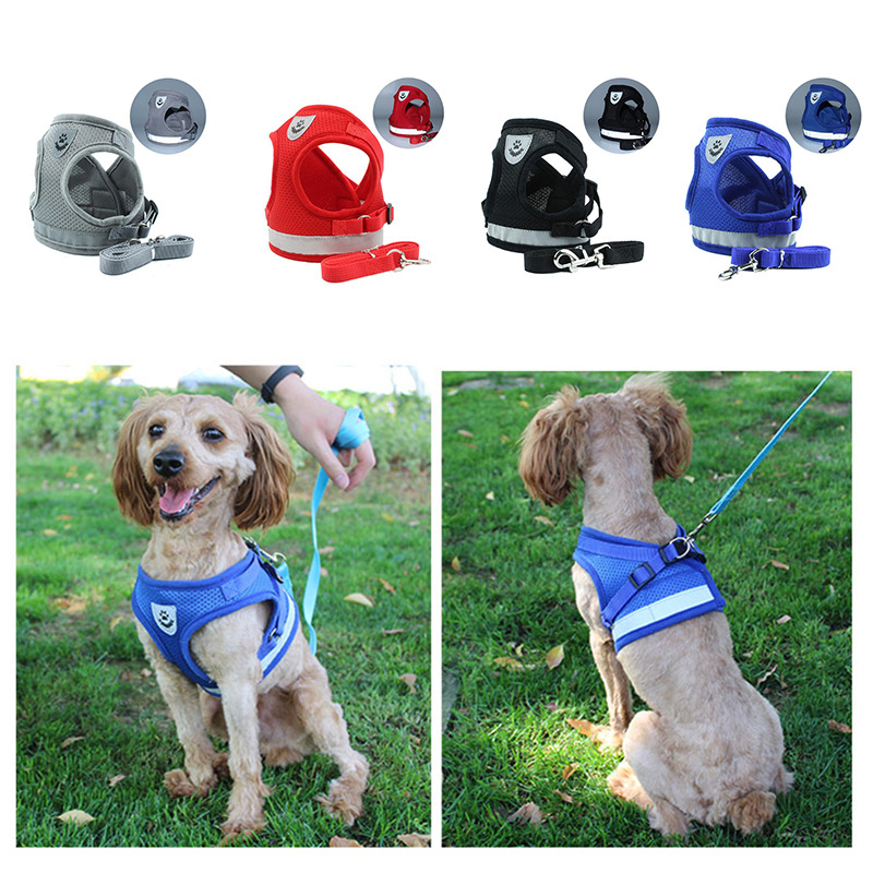 Reflective Safety Afety Harness and Leash Set (For Dogs XXXS to M)