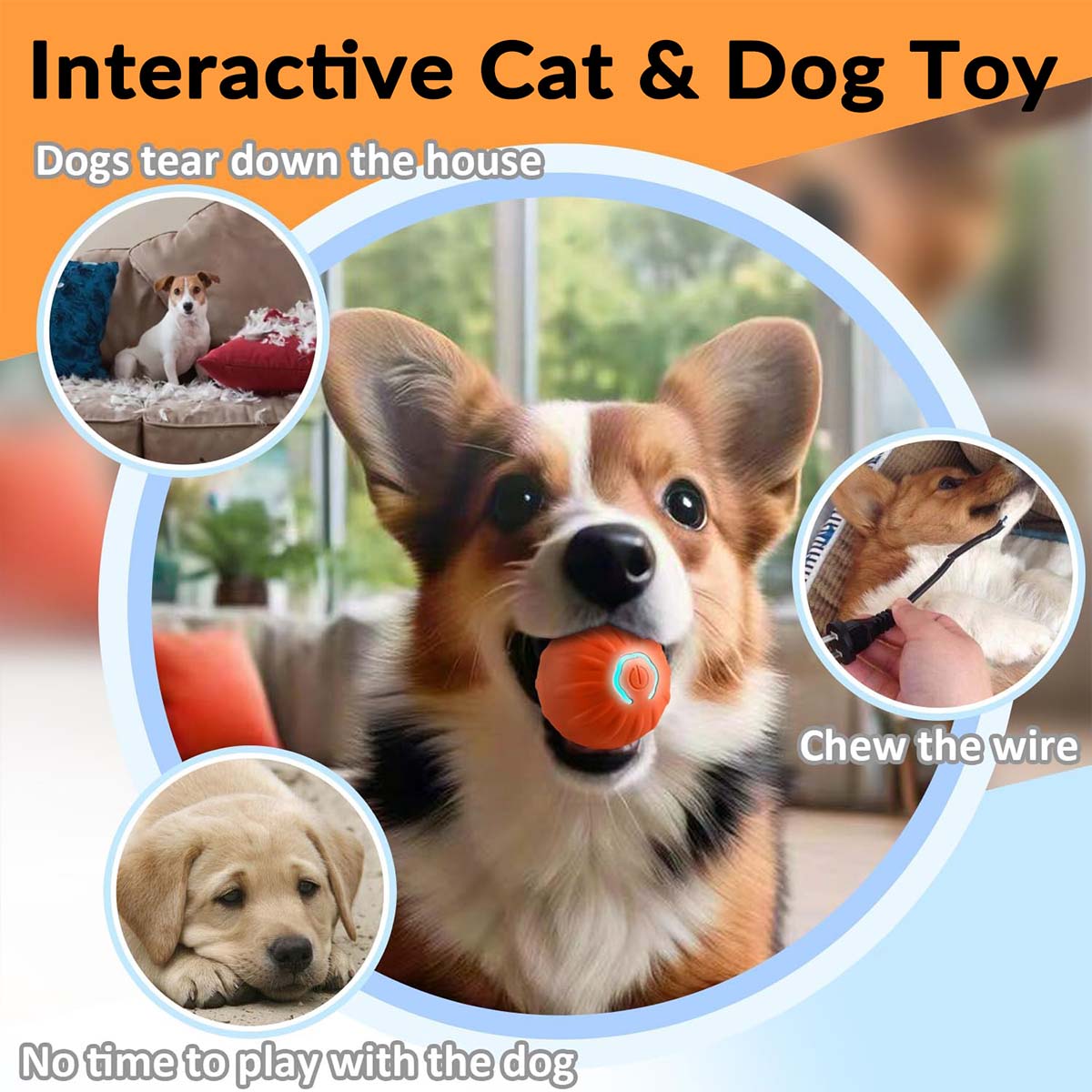Pet Bounce Ball for Cats & Dogs