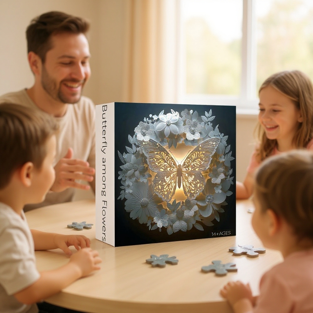 Butterfly Among Flowers Jigsaw Wooden Puzzle 1000 Pieces