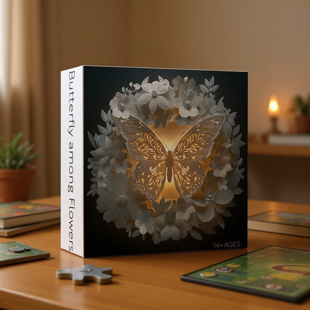 Butterfly Among Flowers Jigsaw Wooden Puzzle 1000 Pieces