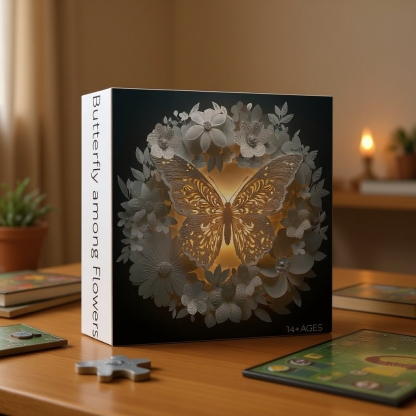 Butterfly Among Flowers Jigsaw Wooden Puzzle 1000 Pieces