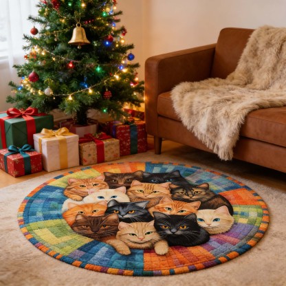 Whirling Cats Round Dream Rug - H558