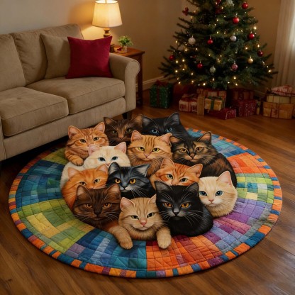 Whirling Cats Round Dream Rug - H558