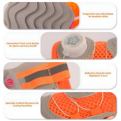 All-Terrain Dog Shoes With Anti-Slip Soles & Dial Adjustment - 4-Pack