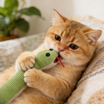 Interactive Snake Plush Toy For Cats & Dogs – Crinkle Paper Inside, Bite-Resistant Design