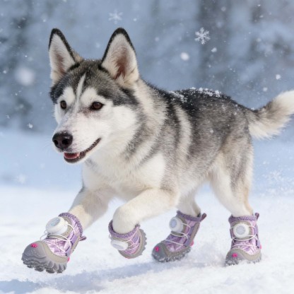 Fleece-Lined Winter Dog Shoes With Dial Fit System - 4-Pack