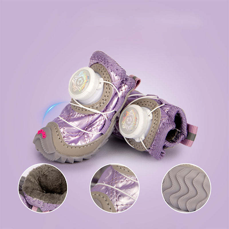 Fleece-Lined Winter Dog Shoes With Dial Fit System – 4PCS